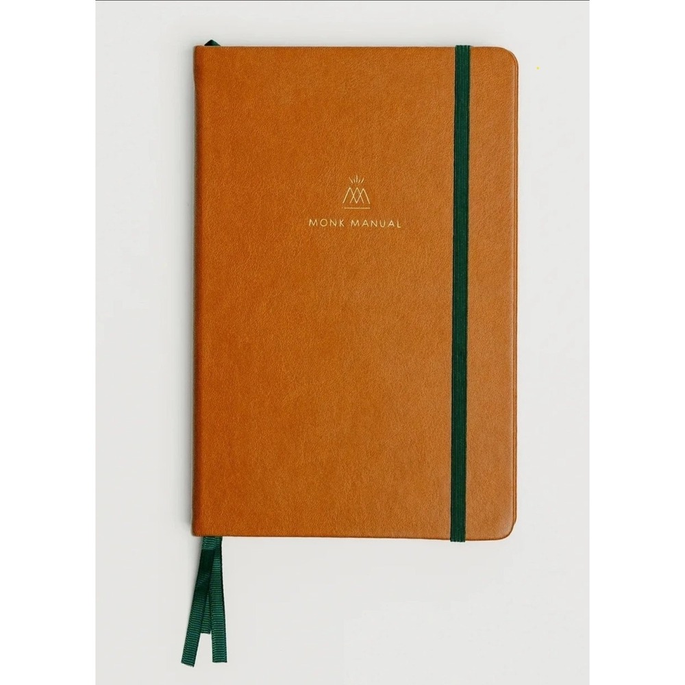 Monk Manual 90-Day Planner 240 Pages Vegan Brown Leather Brand New WOW GIFT!